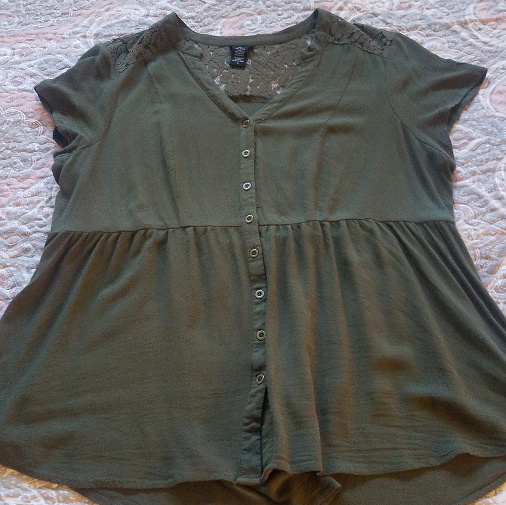 Torrid gauze smocked baby doll top